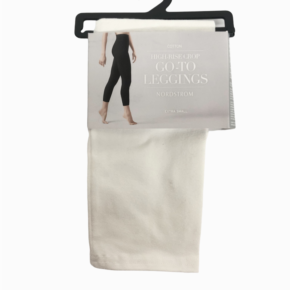 2 Pairs Nordstrom High Waist Crop Leggings White Women's - Picture 3 of 4